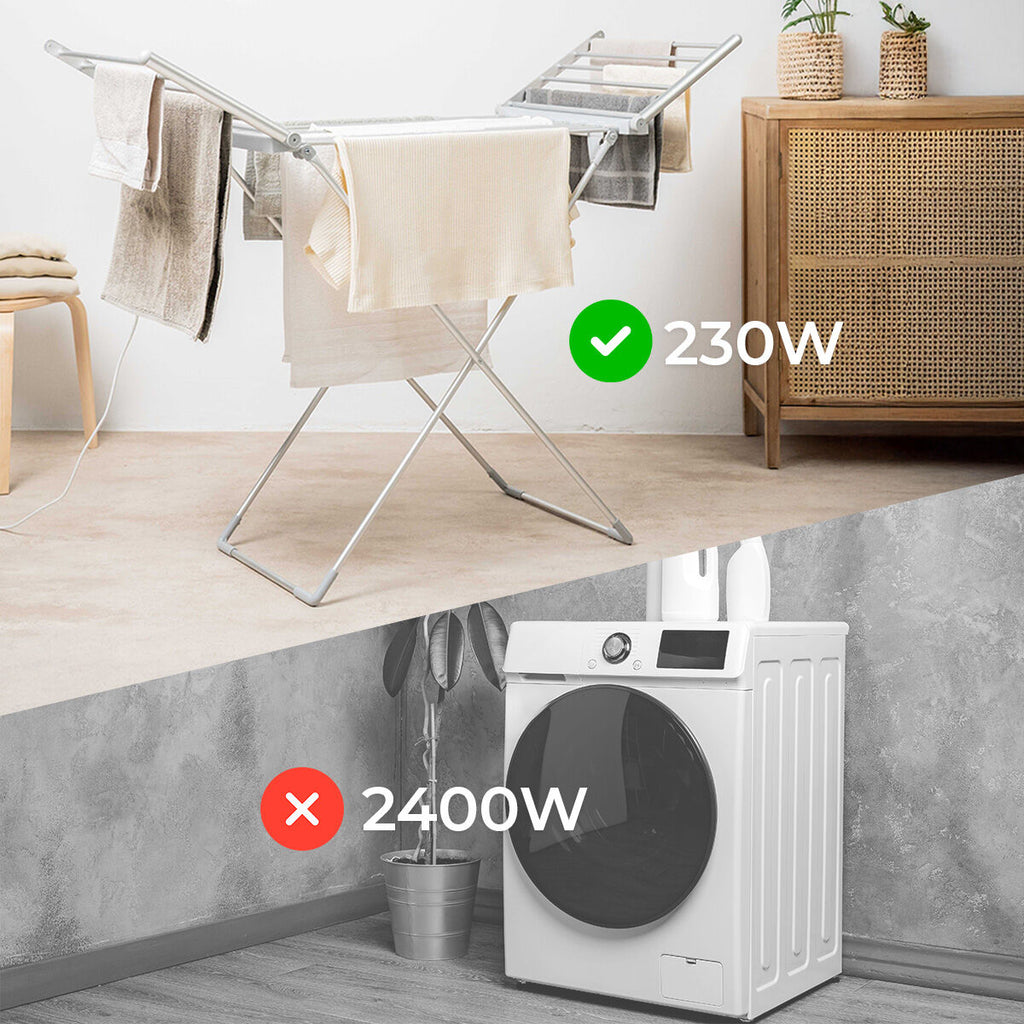 Foldable Electric Clothes Dryer with Wings, Touch Screen, Timer, and Temperature Control Warmmat 230 W 20 Bars