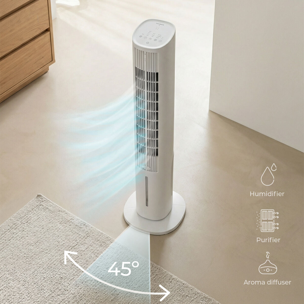Portable Multifunction Tower Evaporative Cooler with Remote Control Hushly