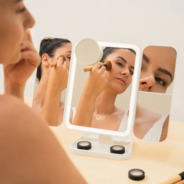Makeup Mirror with Magnification and LED Light Miled Rechargeable Triptych
